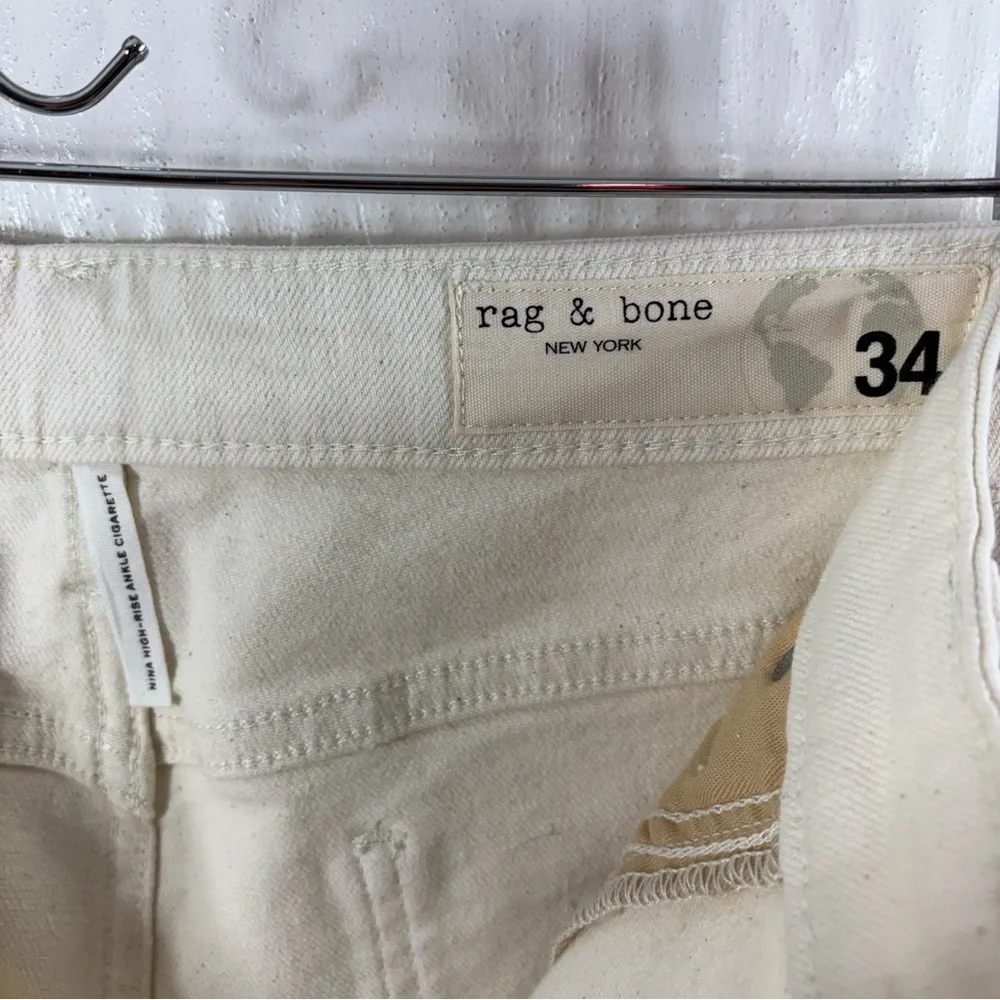 Rag & Bone Nina High-Rise Ankle Cigarette Jeans in Ecru Size 34 NWT - Picture 7 of 8